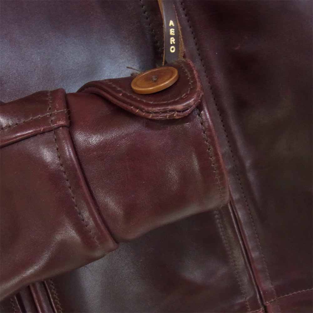 AERO LEATHER エアロレザー HIGHWAYMAN ハイウェイマン ホースハイド レザー ライダース ジャケット 赤茶系 34【中古】