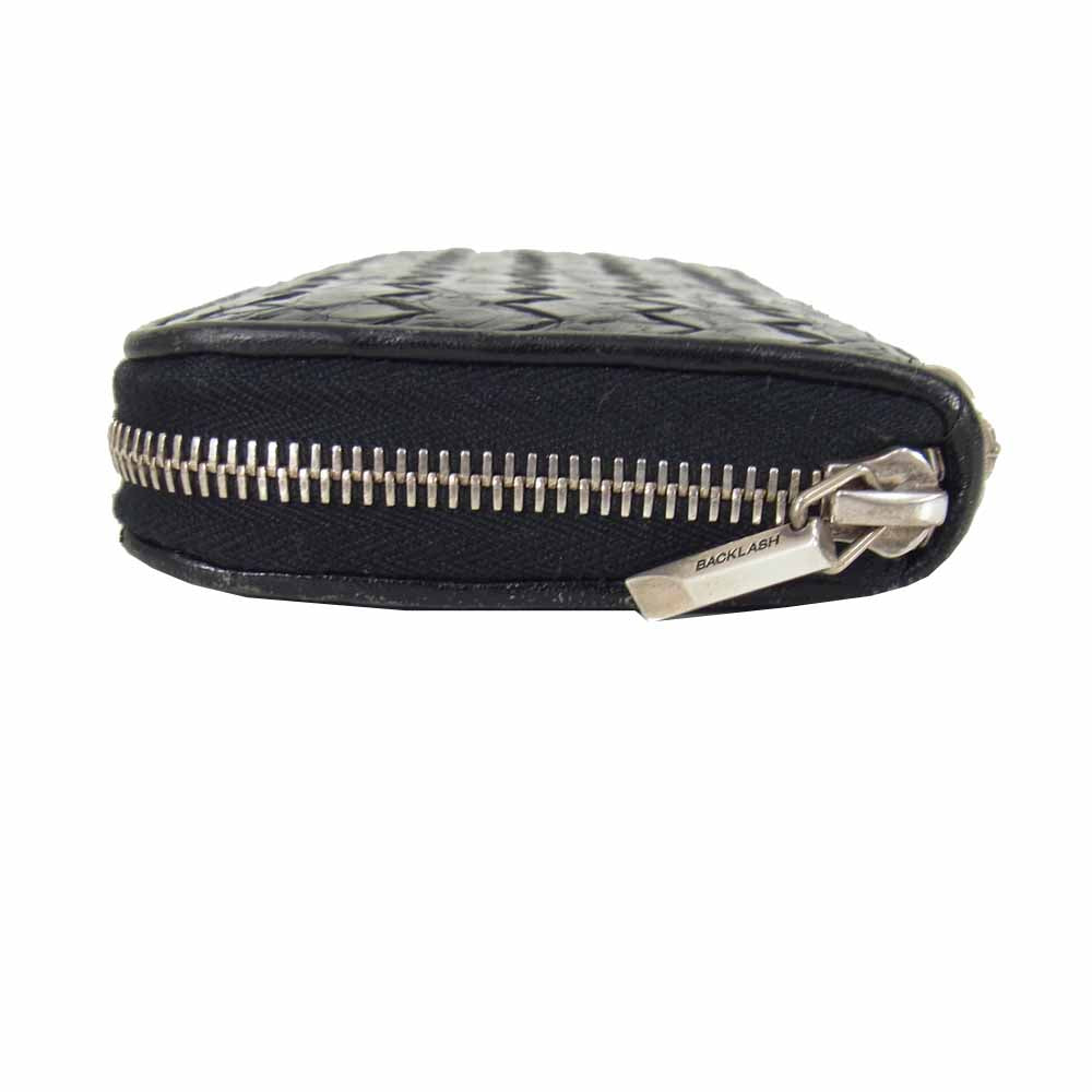 バックラッシュ the line T-122 オイルクロコ メッシュ ラウンドZIP ウォレット 長財布 ブラック系【中古】