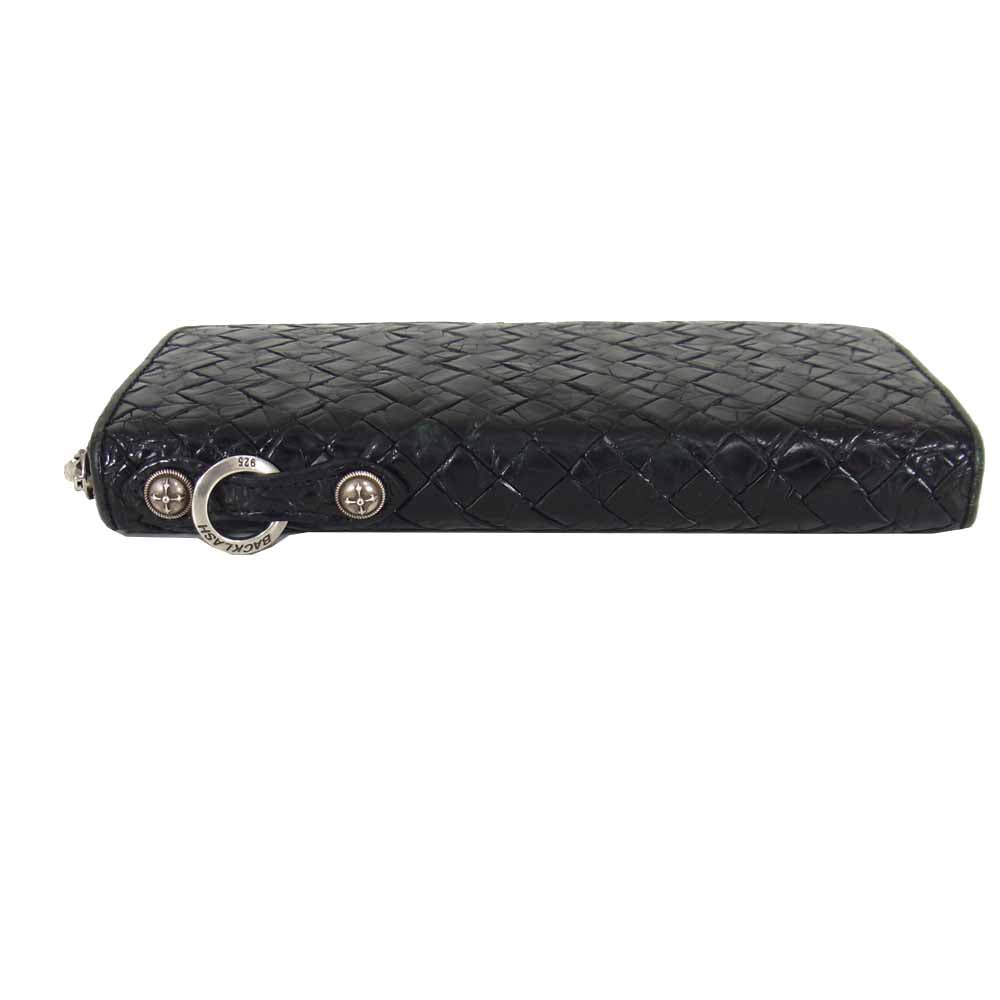 バックラッシュ the line T-122 オイルクロコ メッシュ ラウンドZIP ウォレット 長財布 ブラック系【中古】