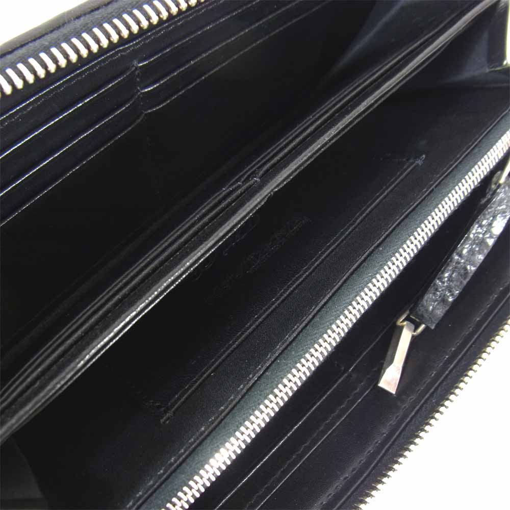 バックラッシュ the line T-122 オイルクロコ メッシュ ラウンドZIP ウォレット 長財布 ブラック系【中古】