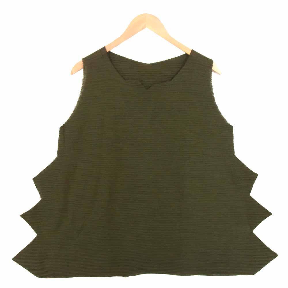 ISSEY MIYAKE イッセイミヤケ me A-POC INSIDE 横プリーツ ノースリーブ モスグリーン系 表記無し【美品】【中古】