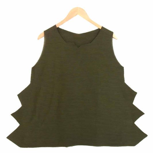 ISSEY MIYAKE イッセイミヤケ me A-POC INSIDE 横プリーツ ノースリーブ モスグリーン系 表記無し【美品】【中古】