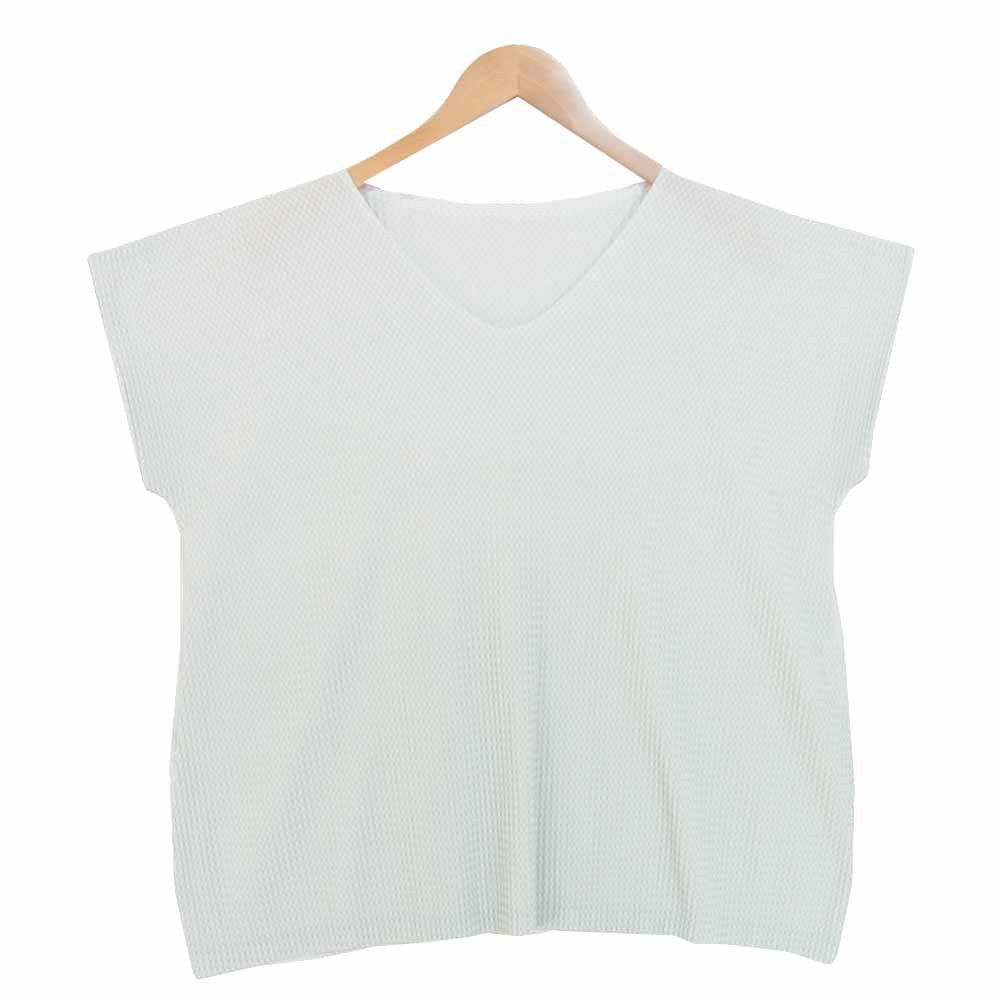 PLEATS PLEASE プリーツプリーズ ISSEY MIYAKE イッセイミヤケ フレンチスリーブ カットソー 薄灰白系 3【中古】