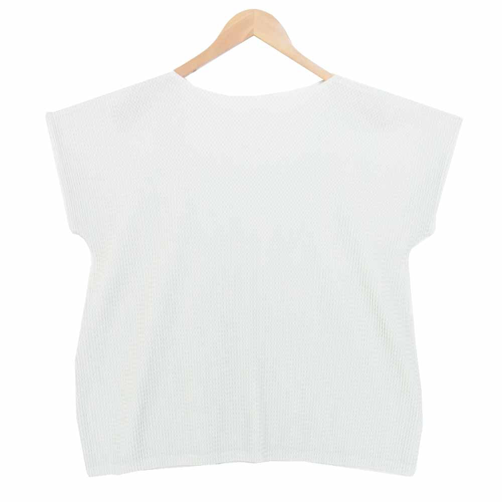 PLEATS PLEASE プリーツプリーズ ISSEY MIYAKE イッセイミヤケ フレンチスリーブ カットソー 薄灰白系 3【中古】