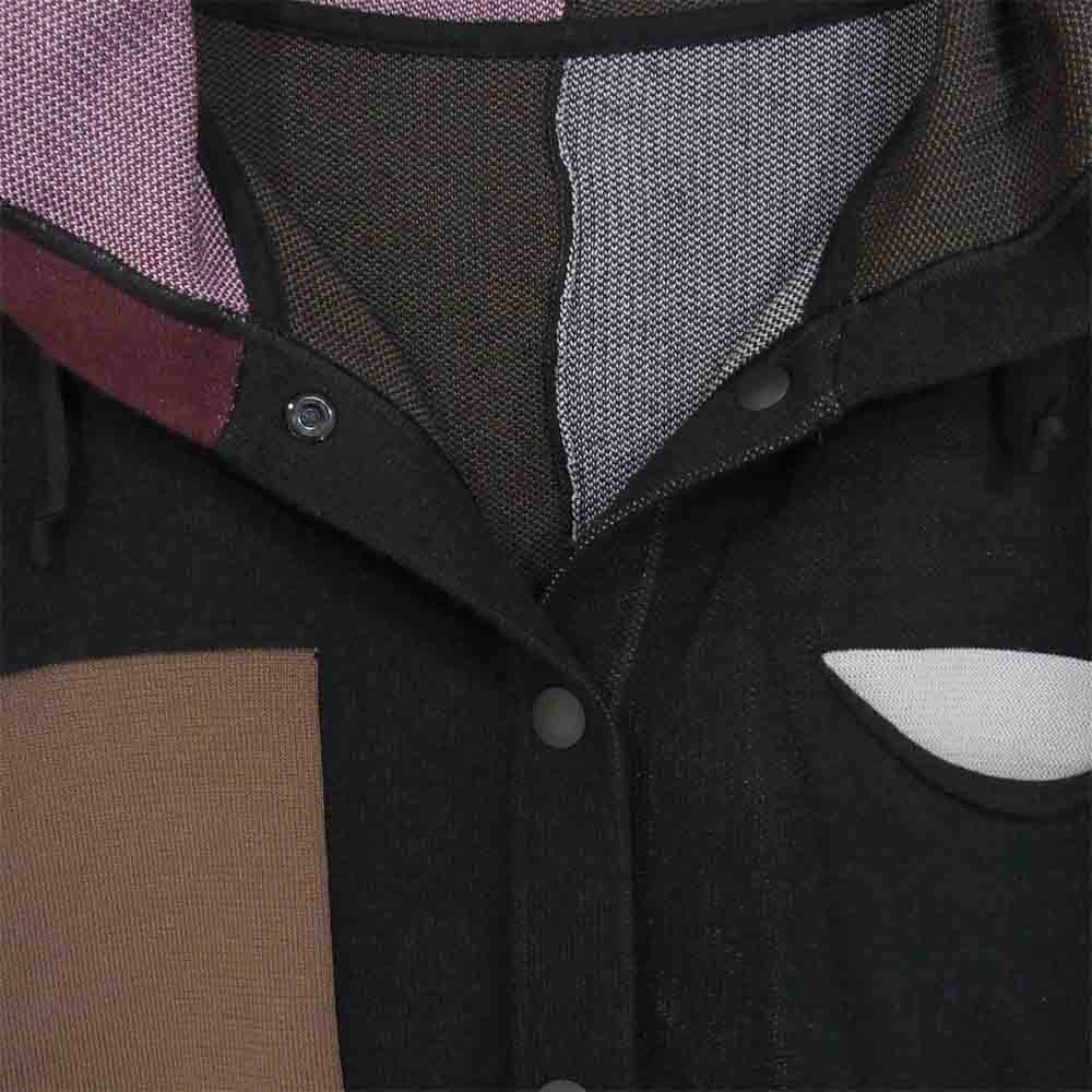 PLEATS PLEASE プリーツプリーズ ISSEY MIYAKE イッセイミヤケ ドルマンスリーブ フード ニット コート ブラック系 3【中古】