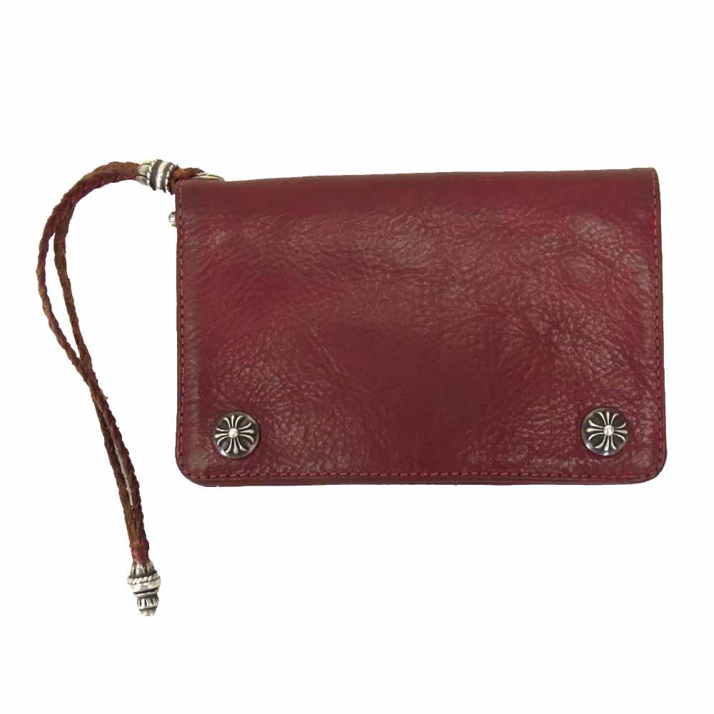 CHROME HEARTS クロムハーツ（原本無） 2ZIP 2ジップ レザー ウォレット ワインレッド系【中古】
