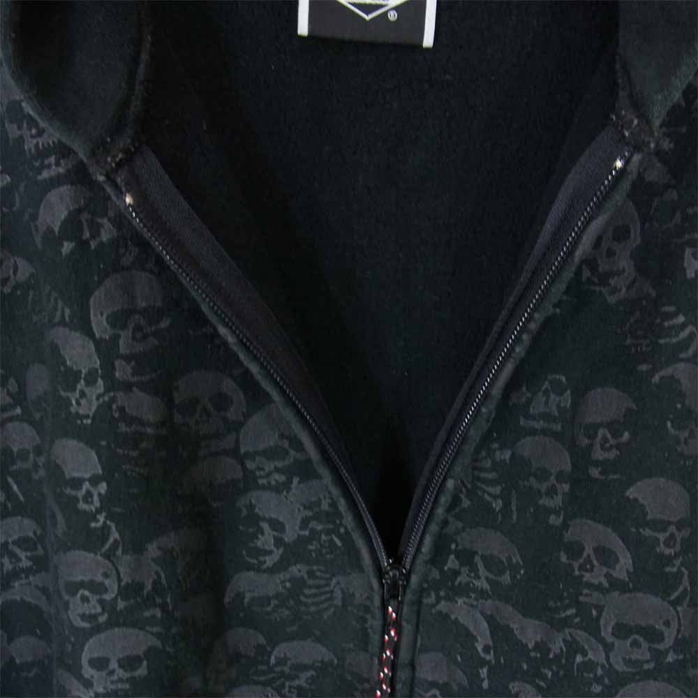 HYSTERIC GLAMOUR ヒステリックグラマー 4CF-0593 スカル 総柄 ジップ パーカー ブラック系 L【中古】
