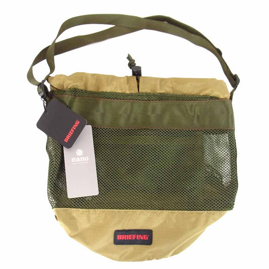 BRIEFING ブリーフィング BRW211L04 ナノユニバース nano universe 別注 MESH DRAWSTRING BAG メッシュ ドローストリング バッグ カーキ系【新古品】【未使用】【中古】