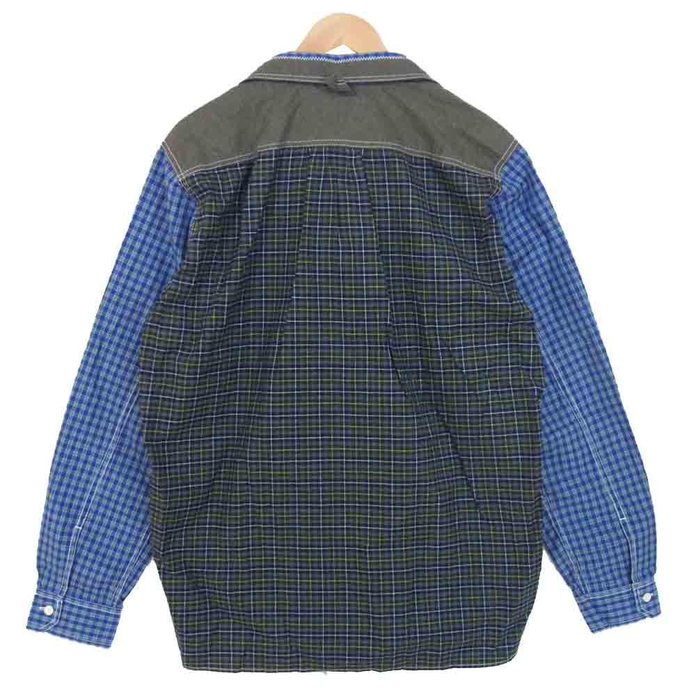 JUNYA WATANABE COMME des GARCONS MAN ジュンヤワタナベコムデギャルソンマン WF-B018 20AD チェック 切替 長袖シャツ ブルー系 L【新古品】【未使用】【中古】