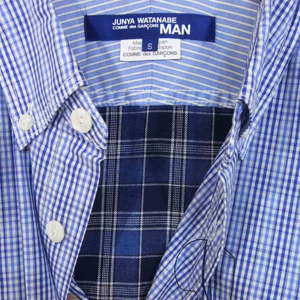 JUNYA WATANABE COMME des GARCONS MAN ジュンヤワタナベコムデギャルソンマン WF-B016 20AD 綿チェック 起毛 ブルー系 S【新古品】【未使用】【中古】