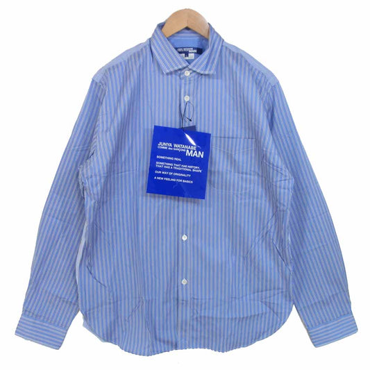 JUNYA WATANABE COMME des GARCONS MAN ジュンヤワタナベコムデギャルソンマン WF-B013 20AD ストライプ 切替 長袖シャツ ライトブルー系 L【新古品】【未使用】【中古】