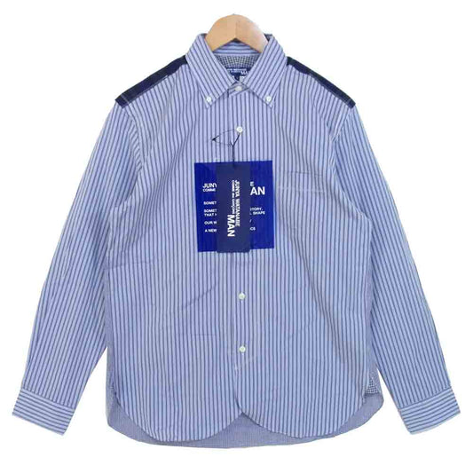 JUNYA WATANABE COMME des GARCONS MAN ジュンヤワタナベコムデギャルソンマン WF-B001 20AD ストライプ 切替 長袖シャツ ライトブルー系 S【新古品】【未使用】【中古】