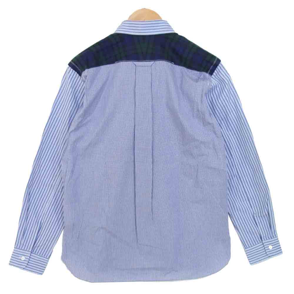 JUNYA WATANABE COMME des GARCONS MAN ジュンヤワタナベコムデギャルソンマン WF-B001 20AD ストライプ 切替 長袖シャツ ライトブルー系 S【新古品】【未使用】【中古】