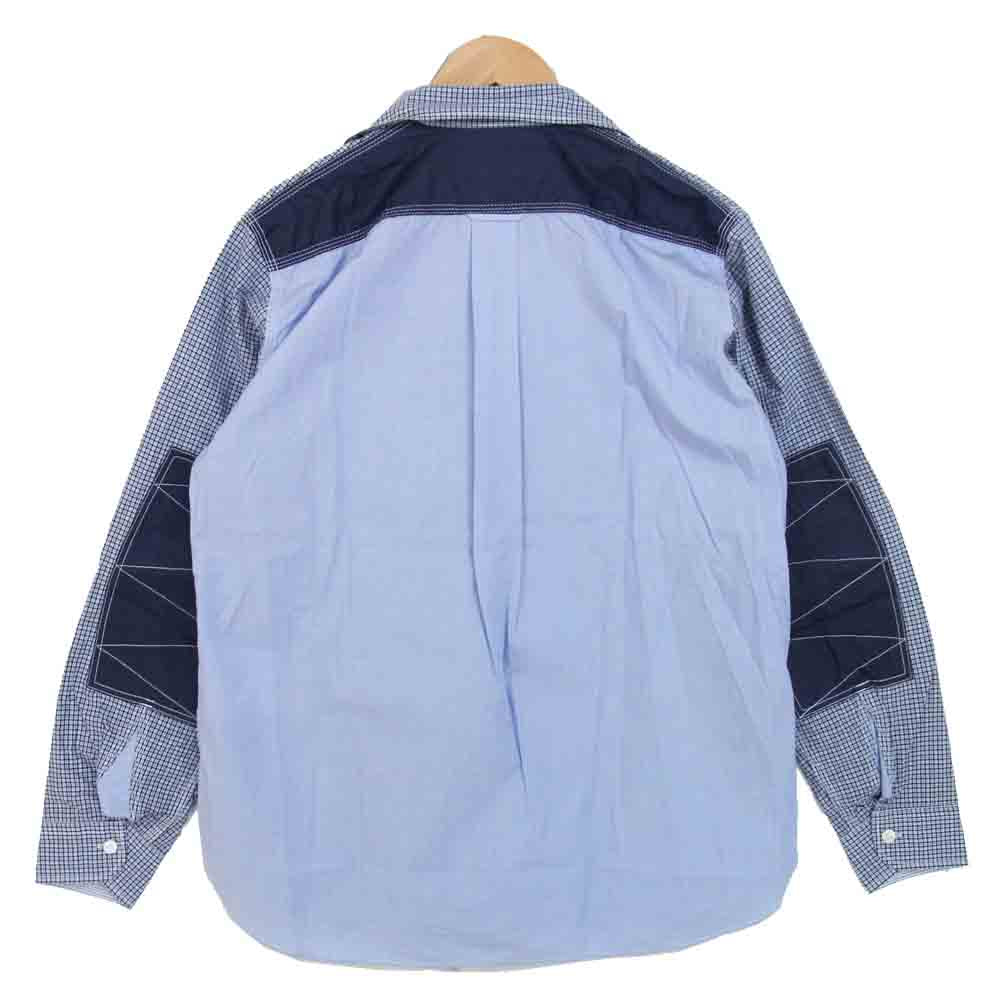 JUNYA WATANABE COMME des GARCONS MAN ジュンヤワタナベコムデギャルソンマン WF-B007 20AD 綿チェック 綿サテン 綿ハケメ 長袖シャツ ブルー系 M【新古品】【未使用】【中古】