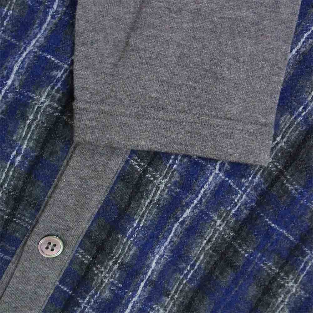 COMME des GARCONS HOMME コムデギャルソンオム HF-T012 19AD 綿ウール チェック カーディガン ブルー×グレー系 M【新古品】【未使用】【中古】