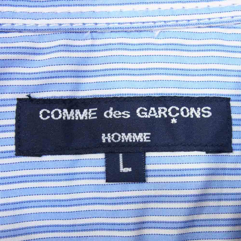 COMME des GARCONS HOMME コムデギャルソンオム 20SS HE-B006 19AD 綿ストライプ 多素材 MIX 長袖シャツ ライトブルー系 L【新古品】【未使用】【中古】