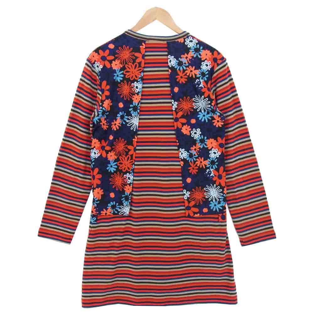 COMME des GARCONS HOMME PLUS コムデギャルソンオムプリュス 20AW PF-T002 20AD ボーダー フラワー ロング カットソー レッド系 S【新古品】【未使用】【中古】