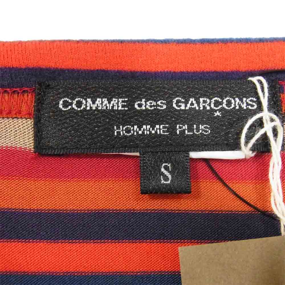 COMME des GARCONS HOMME PLUS コムデギャルソンオムプリュス 20AW PF-T002 20AD ボーダー フラワー ロング カットソー レッド系 S【新古品】【未使用】【中古】