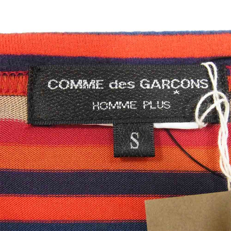 COMME des GARCONS HOMME PLUS コムデギャルソンオムプリュス AW PF T AD ボーダー フラワー ロング  カットソー レッド系 S新古品未使用中古