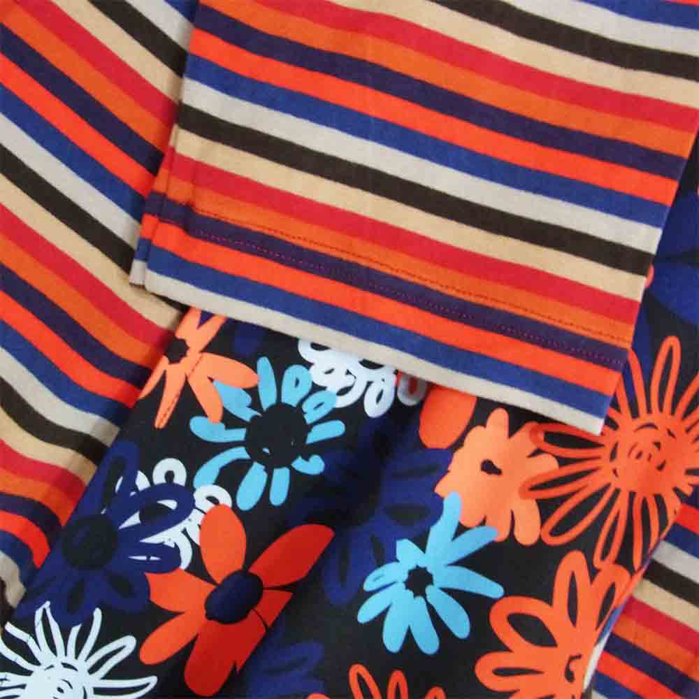 COMME des GARCONS HOMME PLUS コムデギャルソンオムプリュス 20AW PF-T002 20AD ボーダー フラワー ロング カットソー レッド系 S【新古品】【未使用】【中古】