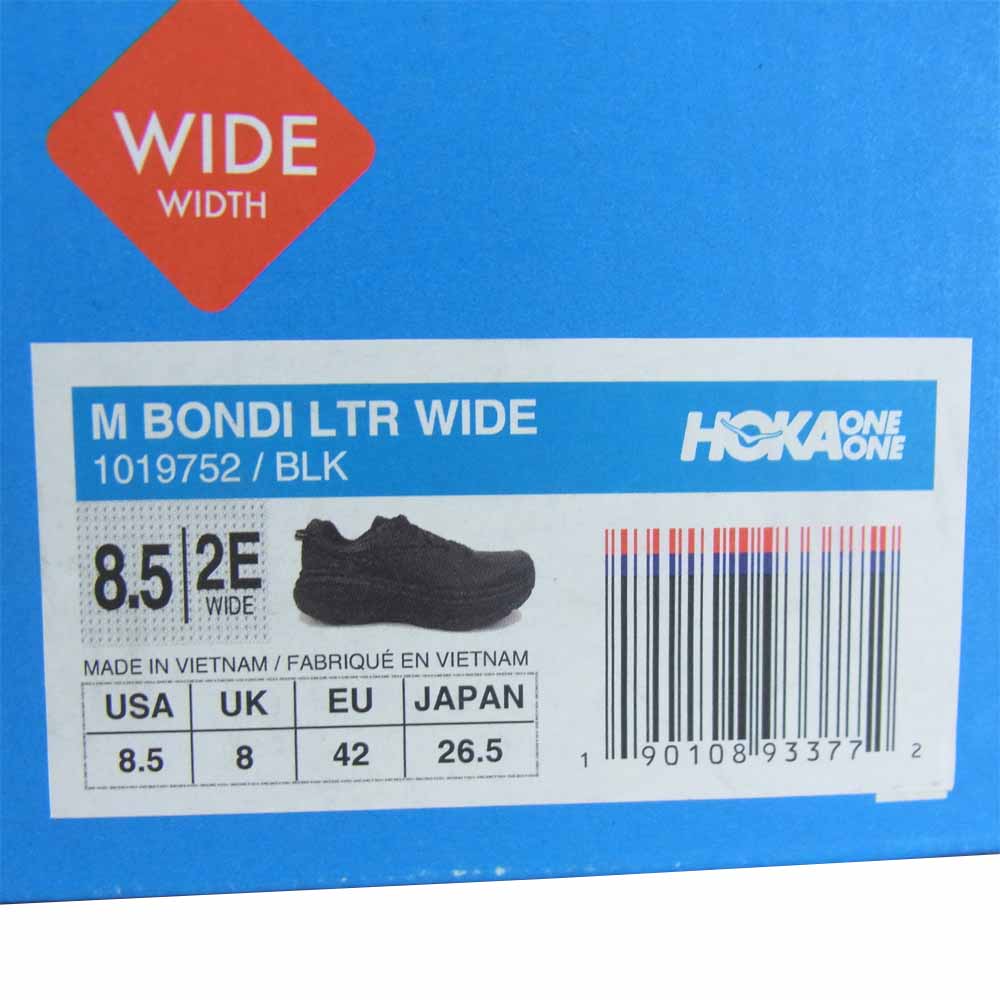 HOKA ONE ONE ホカ オネオネ 1019496 M BONDI LTR WIDE ボンダイ レーザー スニーカー ブラック系 26.5cm【中古】