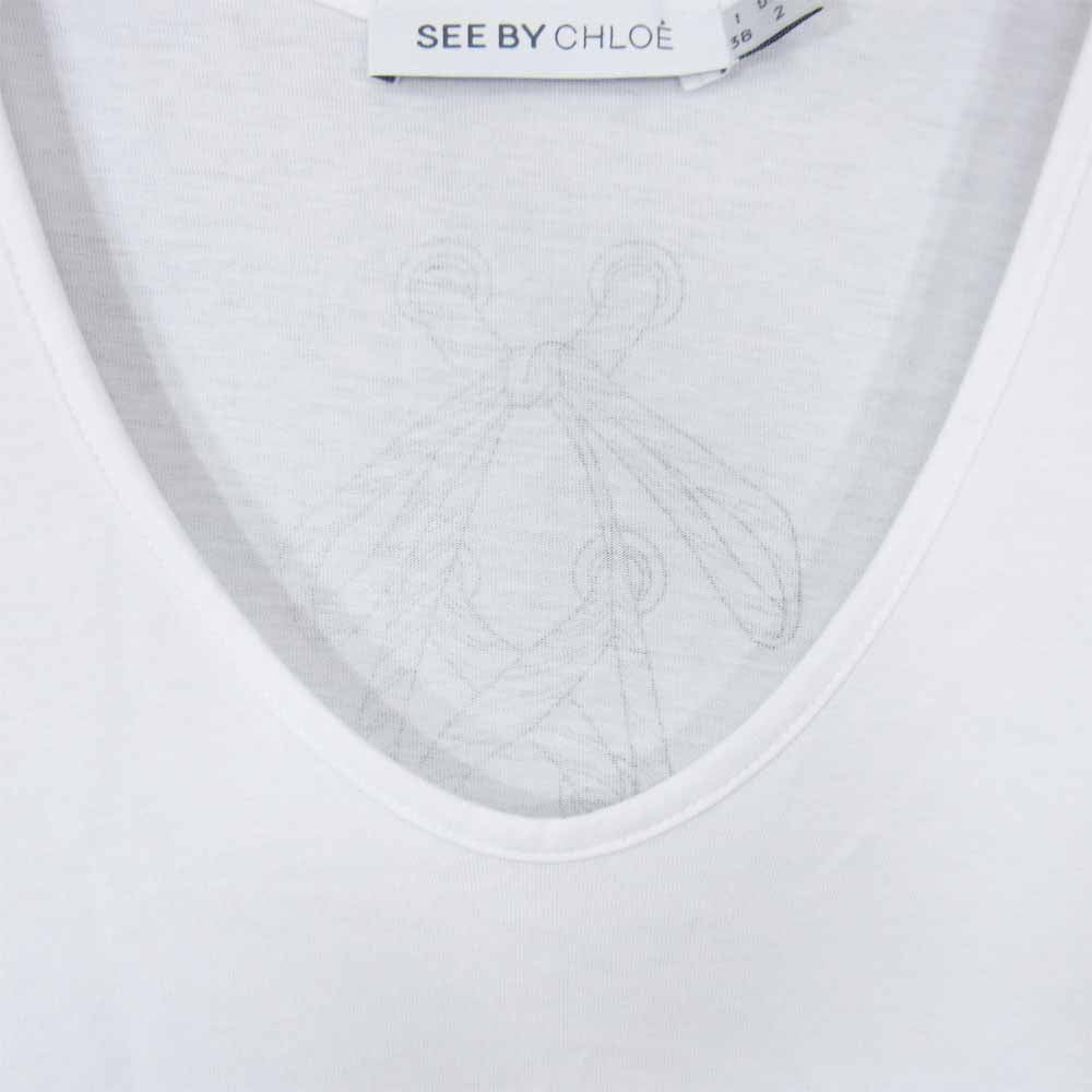SEE BY CHLOE シーバイクロエ デザイン プリント Tシャツ ホワイト系 38【中古】