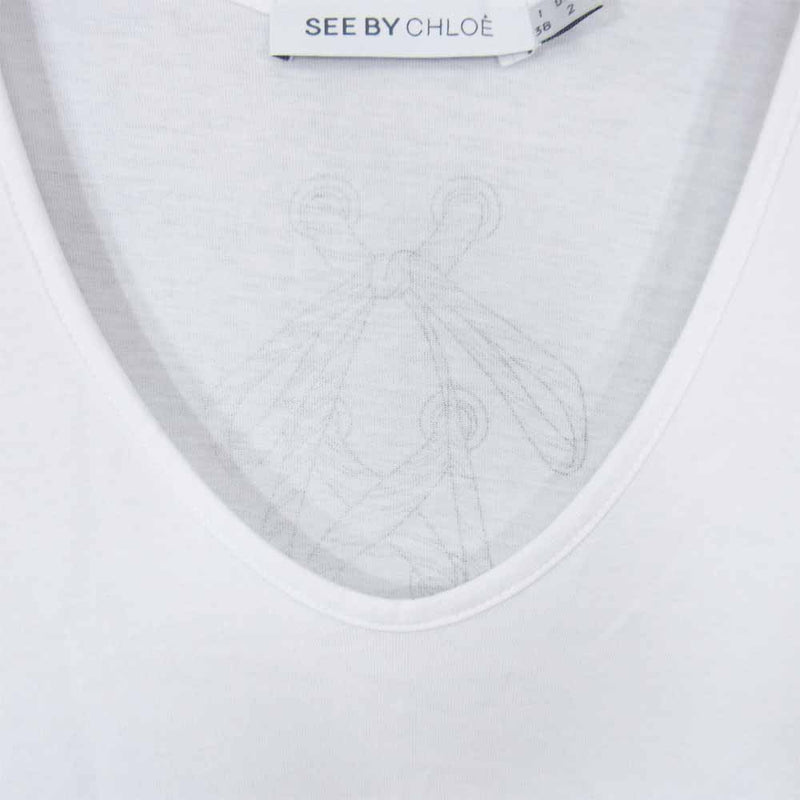 SEE BY CHLOE シーバイクロエ デザイン プリント Tシャツ ホワイト系 38【中古】