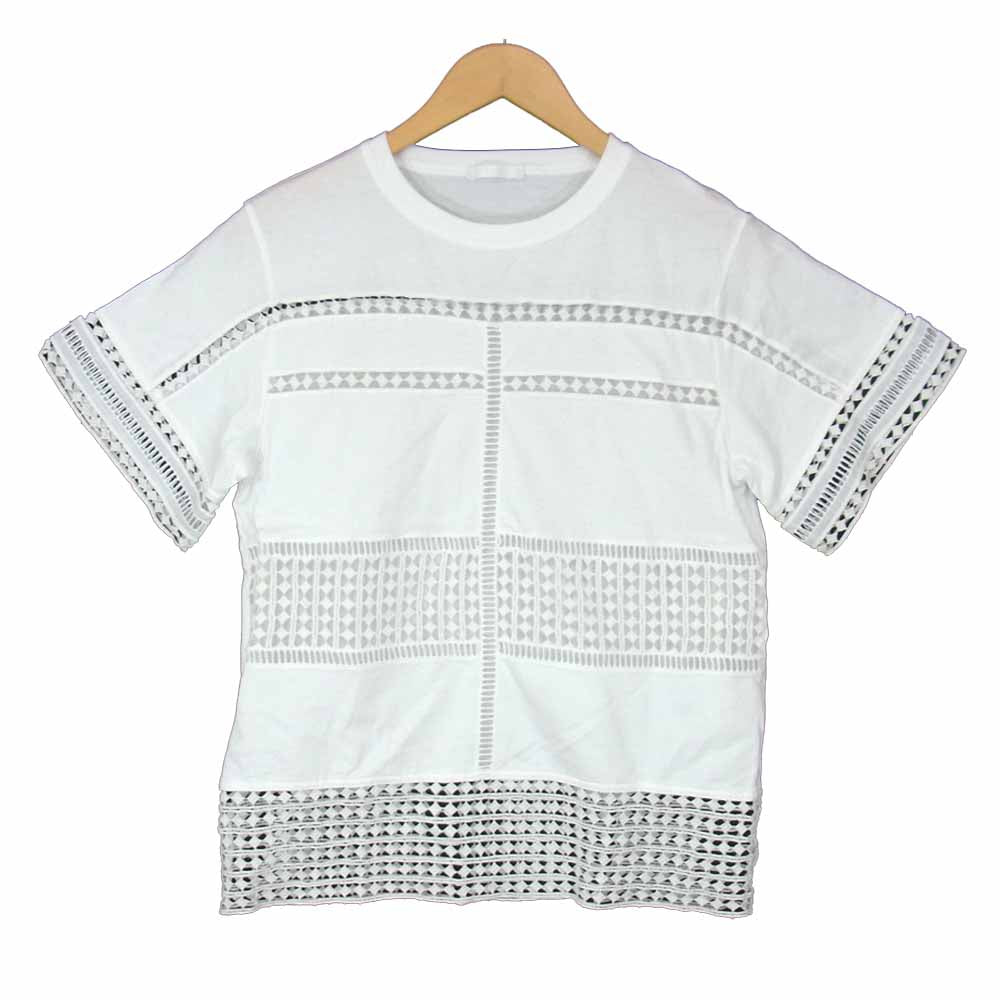Chloe クロエ WHITE WARDROBE エンブロイダリー Tシャツ ホワイト系 S【中古】