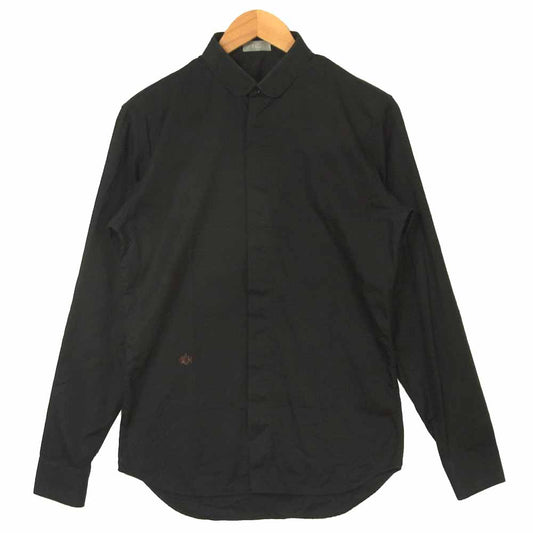 DIOR HOMME ディオールオム 丸襟 コットンブロード 比翼 長袖 シャツ イタリア製 ブラック系 38【中古】