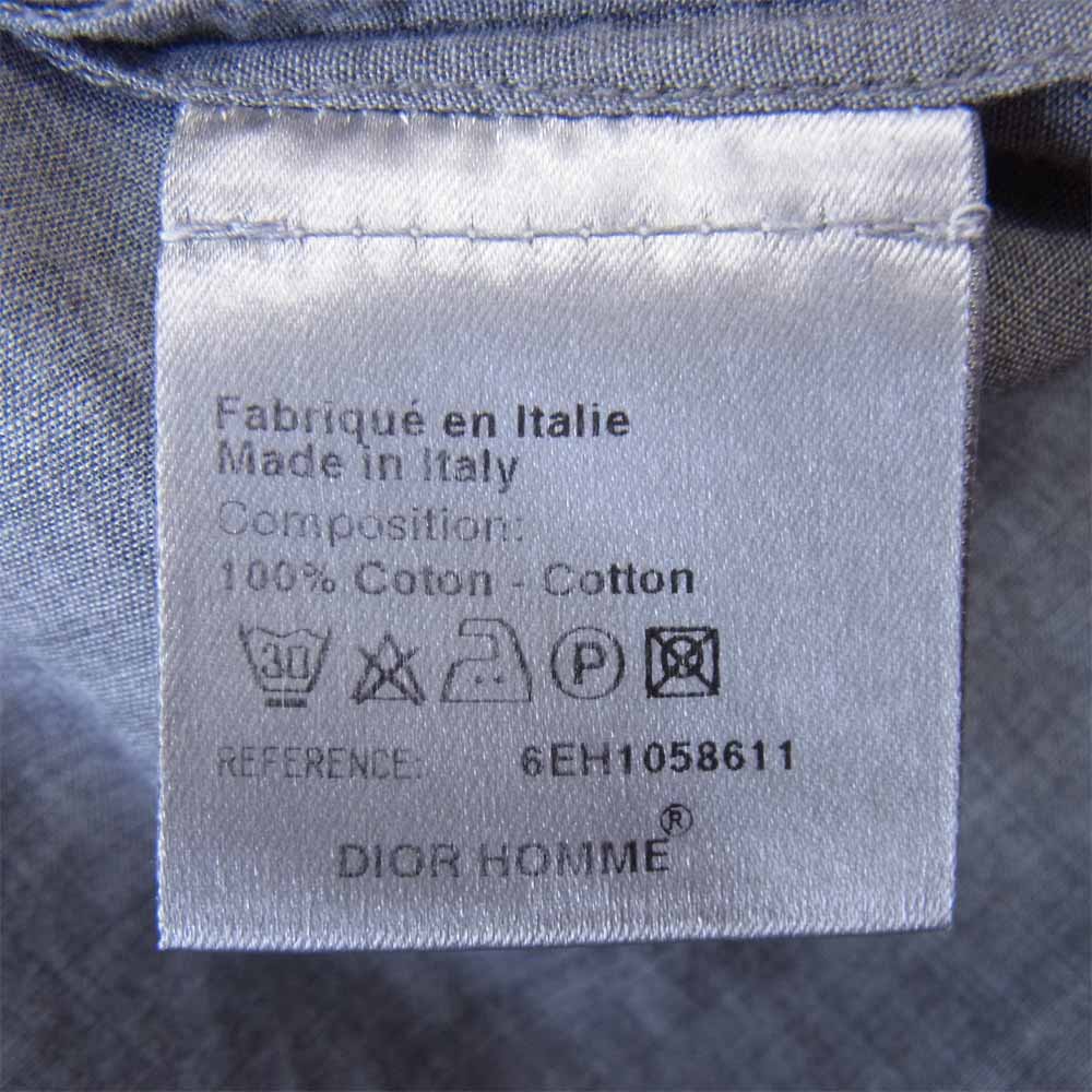 DIOR HOMME ディオールオム 国内正規品 シャンブレー ボタンダウン 半袖 シャツ グレー系 38【中古】