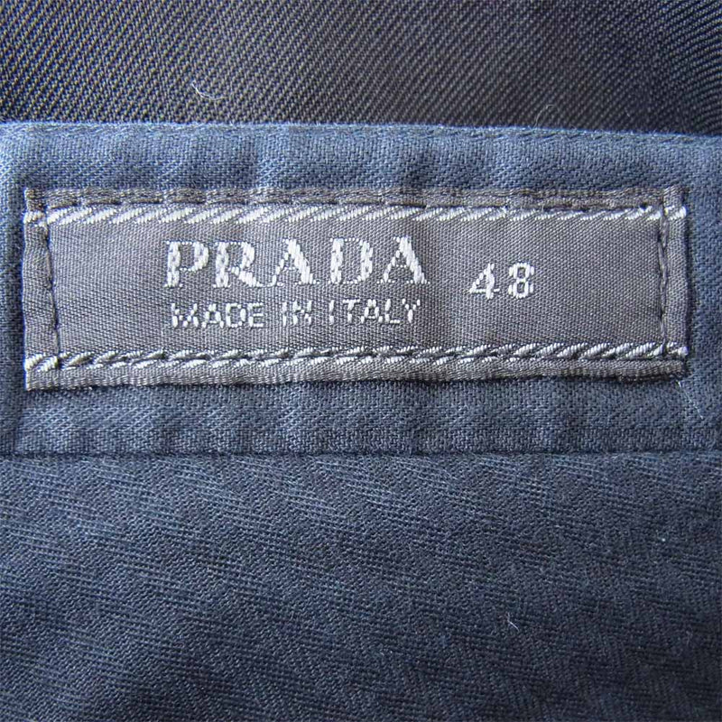 PRADA プラダ センタープレス スラックス ブラック系 48【中古】