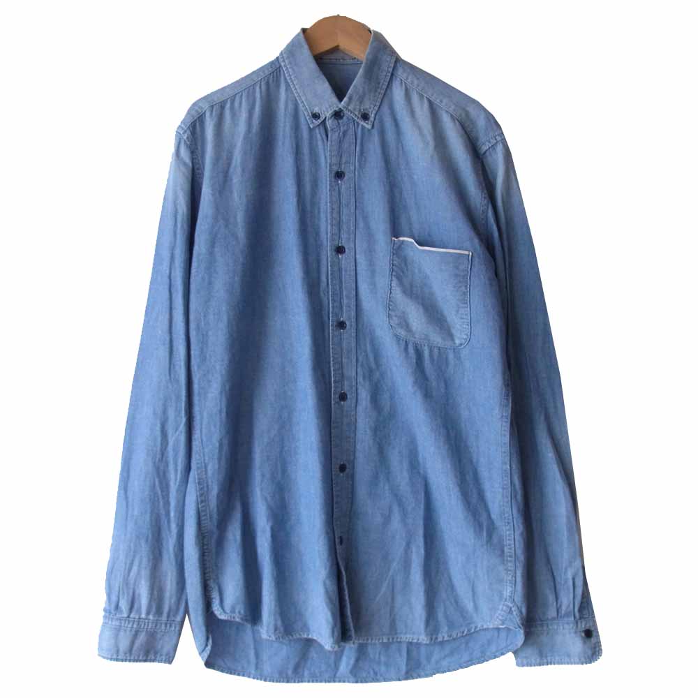 DIOR HOMME ディオールオム 163C551TY555 ボタンダウン シャンブレー シャツ インディゴブルー系 39【中古】