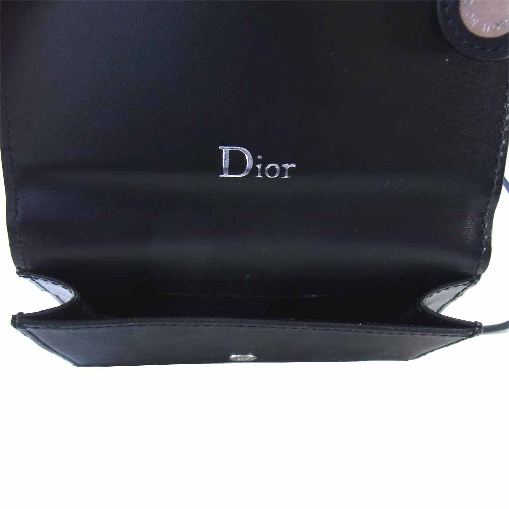 DIOR HOMME ディオールオム ネックストラップ コード付き ミニ ウォレット 小銭入れ ブラック系【中古】