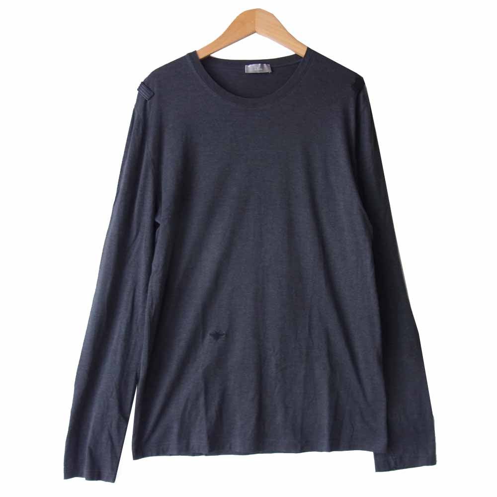 DIOR HOMME ディオールオム 04SS 4EH7050138 エディ期 BEE 刺繍 ショルダー レザーパッチ 長袖カットソー グレー系 S【中古】