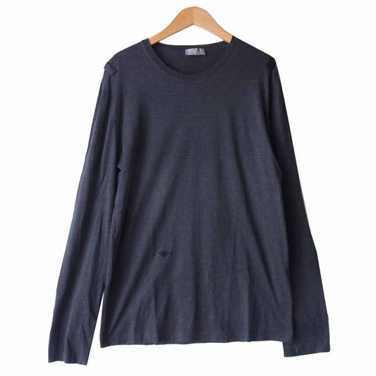 DIOR HOMME ディオールオム 04SS 4EH7050138 エディ期 BEE 刺繍 ショルダー レザーパッチ 長袖カットソー グレー系 S【中古】