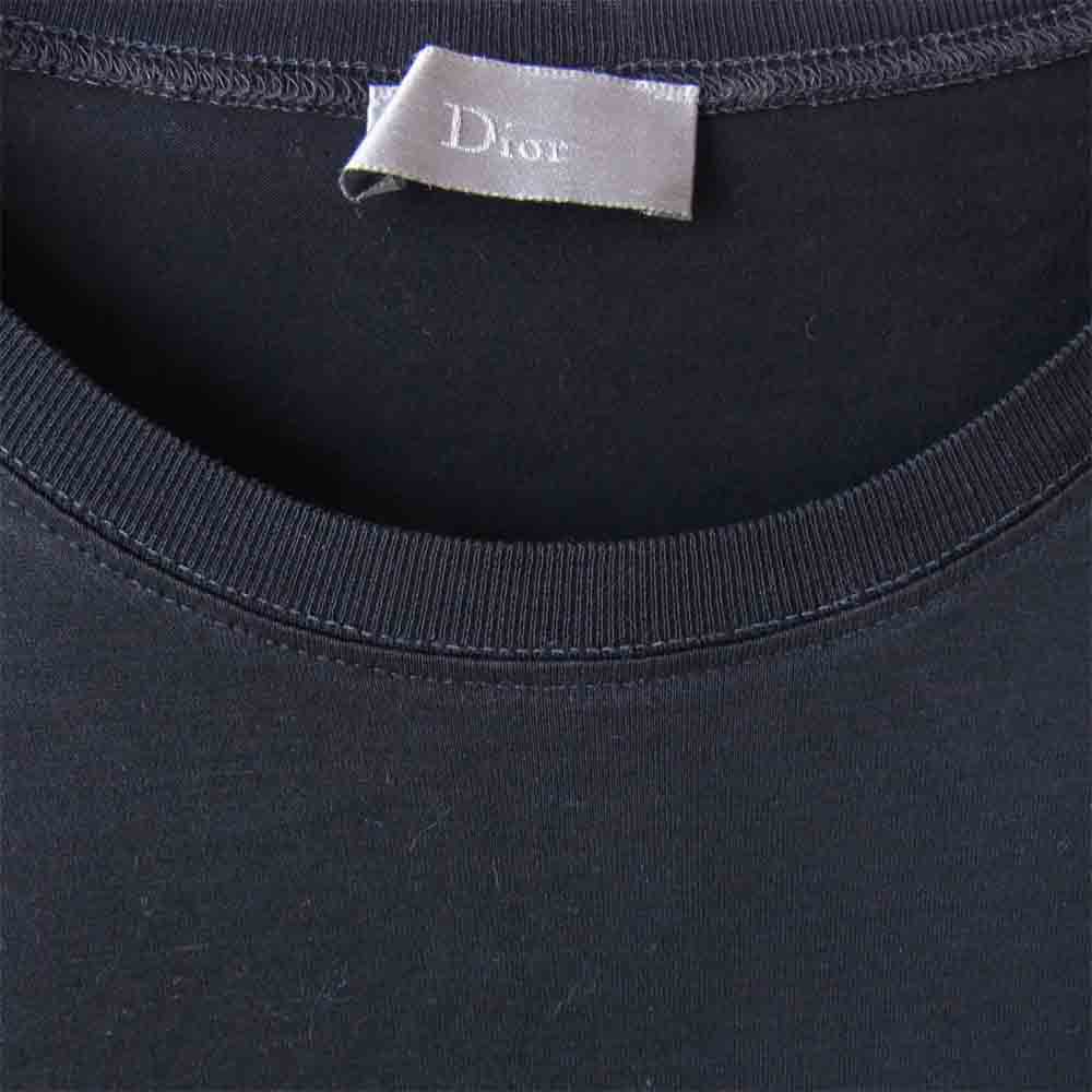 DIOR HOMME ディオールオム エディ期 BEE 刺繍 ショルダー レザーパッチ 長袖カットソー ブラック系 S【中古】