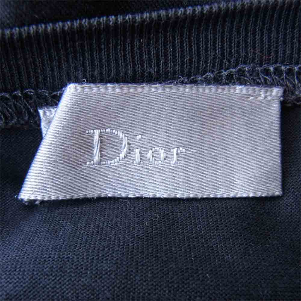 DIOR HOMME ディオールオム エディ期 BEE 刺繍 ショルダー レザーパッチ 長袖カットソー ブラック系 S【中古】