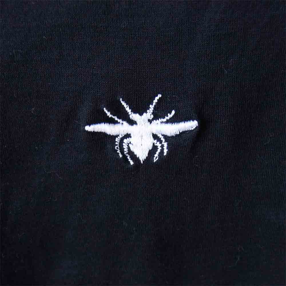 DIOR HOMME ディオールオム エディ期 BEE 刺繍 ショルダー レザーパッチ 長袖カットソー ブラック系 S【中古】