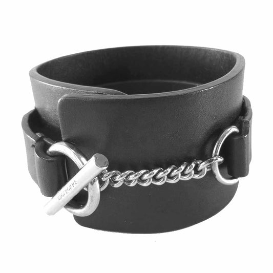 DIOR HOMME ディオールオム 11SS Tバー チェーン レザー ブレスレット ブラック系【中古】