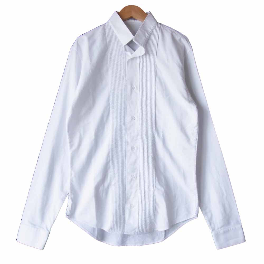 DIOR HOMME ディオールオム 05AW 5HH1051213 エディ期 ピンタック スタンドカラー ドレス シャツ ホワイト系 38【中古】