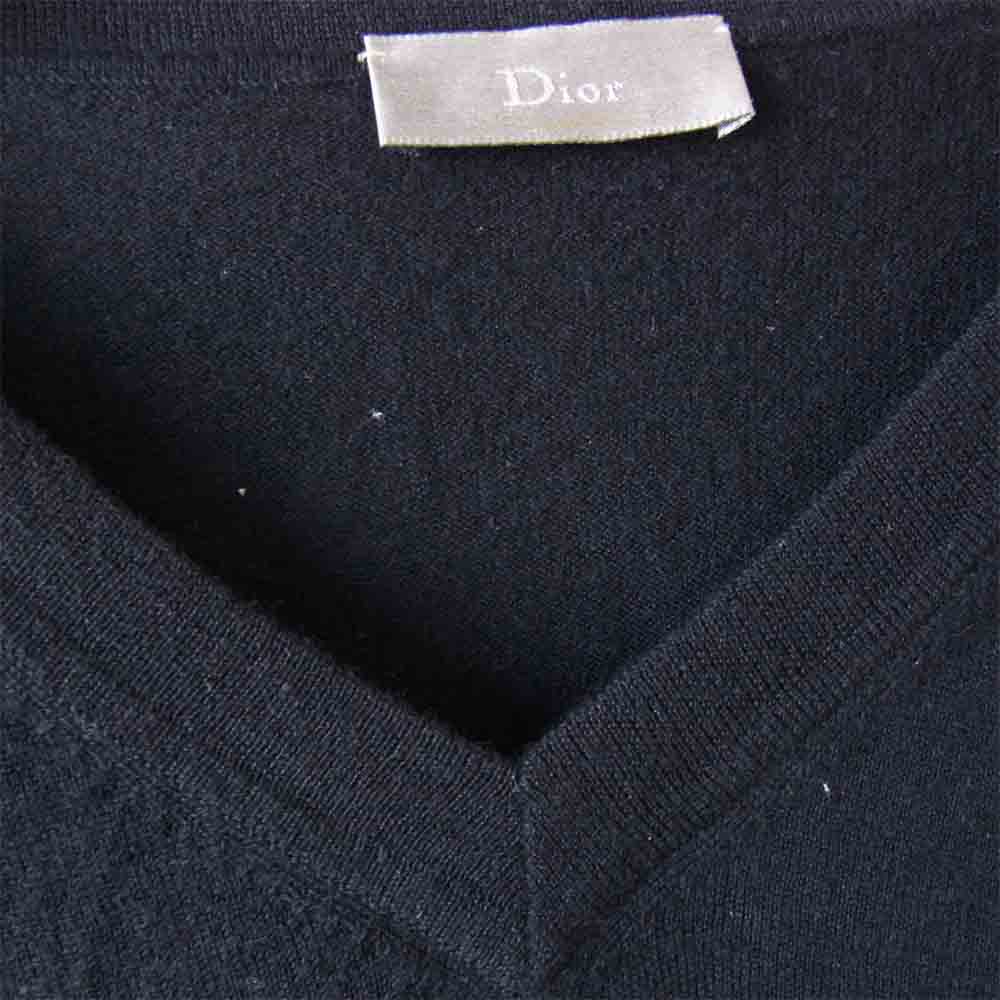 DIOR HOMME ディオールオム 5WH4058779 国内正規品 カシミヤ100％ 胸ポケット付 Vネック ニット ブラック系 M【中古】