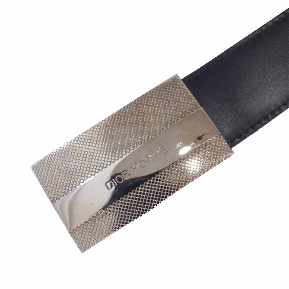 DIOR HOMME ディオールオム ロゴ バックル レザー ベルト ブラック系 90【中古】