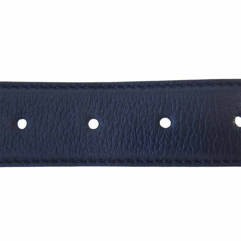 DIOR HOMME ディオールオム スクエア バックル グレインレザー ベルト 黒×紺【美品】【中古】