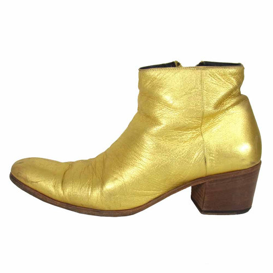 DIOR HOMME ディオールオム 05AW  エディ グラムロック期 サイドジップ ヒール ブーツ ゴールド ゴールド系 43【中古】