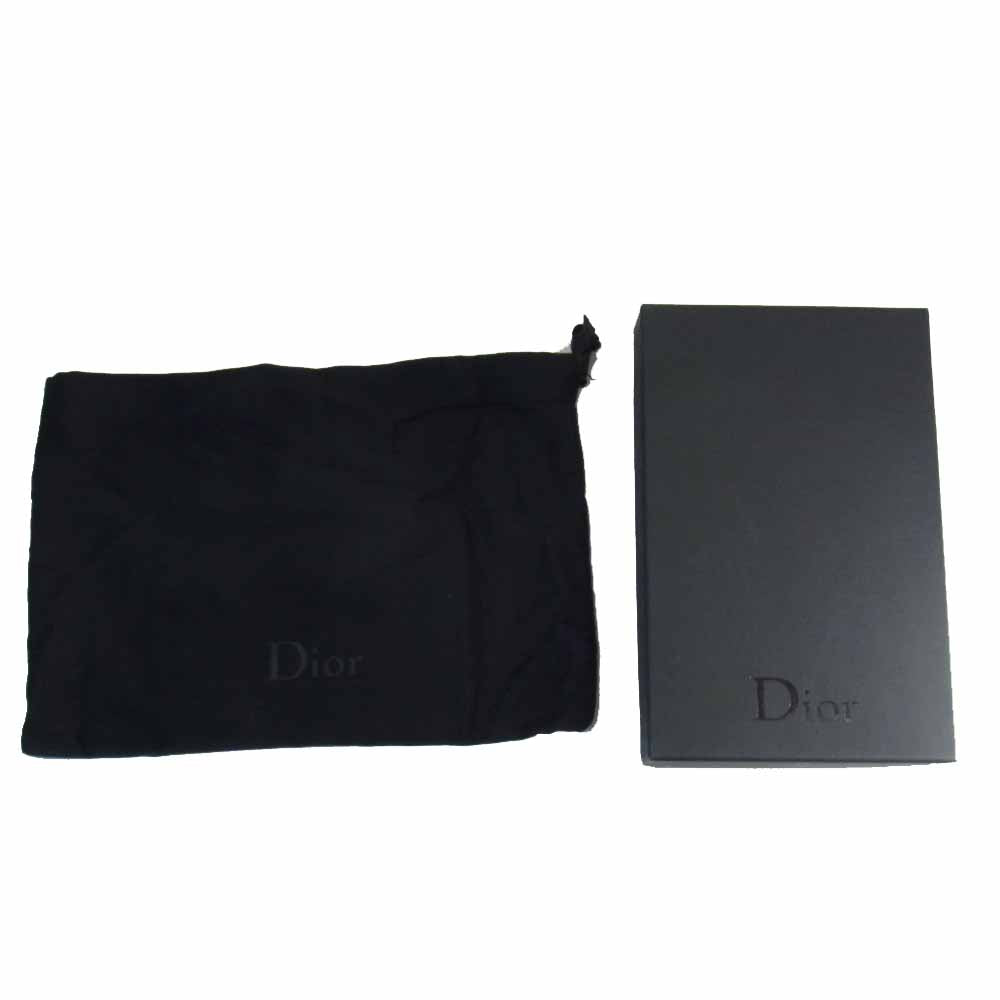 DIOR HOMME ディオールオム 27324 グレイン カーフ レザー バイカラー ラウンドジップ ウォレット 財布 紺×黒【極上美品】【中古】