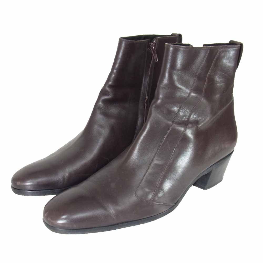 DIOR HOMME ディオールオム 05AW  エディ グラムロック期 サイドジップ ヒール ブーツ ブラウン系 42【中古】