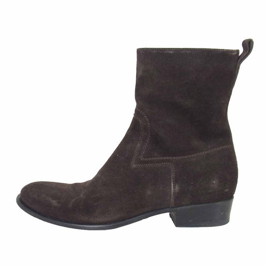 DIOR HOMME ディオールオム 07AW 7H BU エディ期 カーフスキン スエード ヒールブーツ ブラウン系 42 1/2【中古】