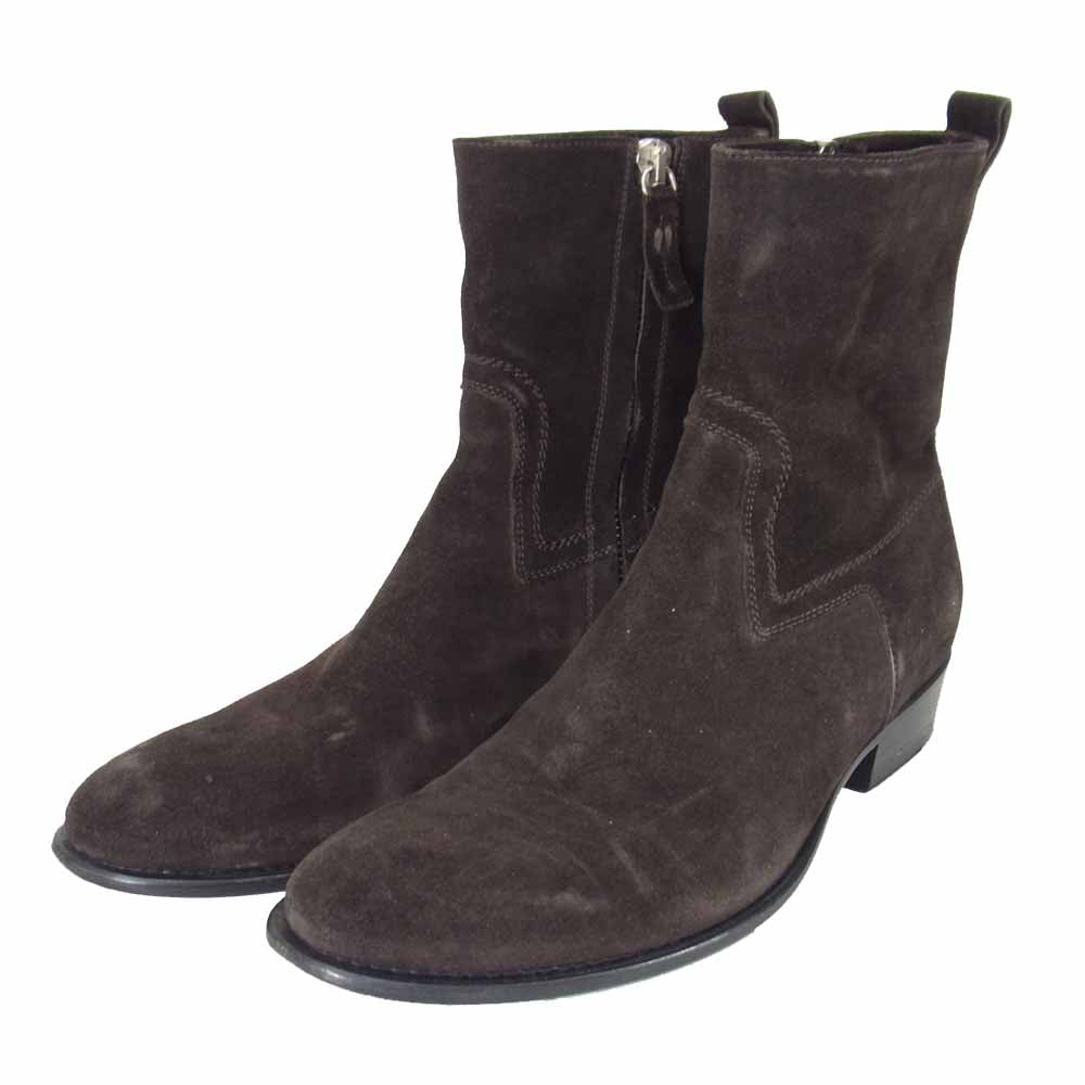 DIOR HOMME ディオールオム 07AW 7H BU エディ期 カーフスキン スエード ヒールブーツ ブラウン系 42 1/2【中古】