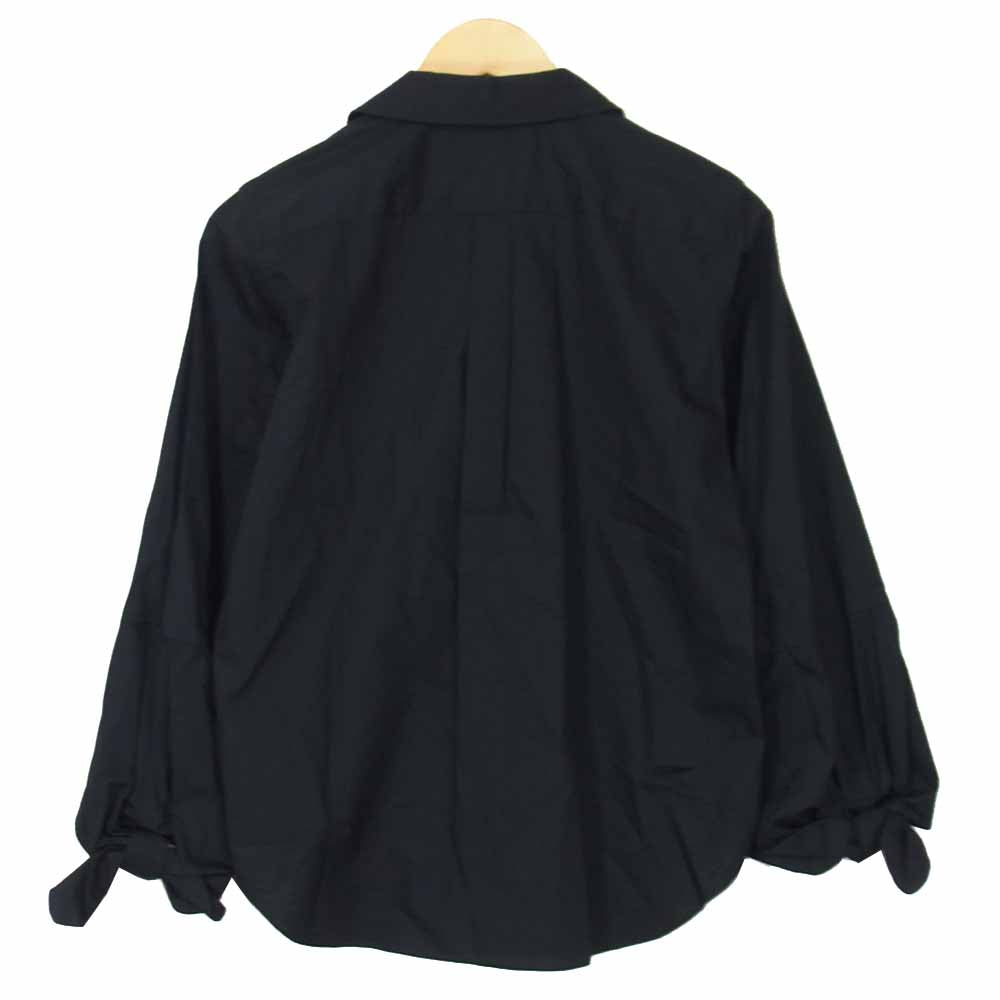 BLACK COMME des GARCONS ブラックコムデギャルソン 1B-B013 18AD 綿 ブロード 丸襟 袖 リボン シャツ ブラック系 S【新古品】【未使用】【中古】