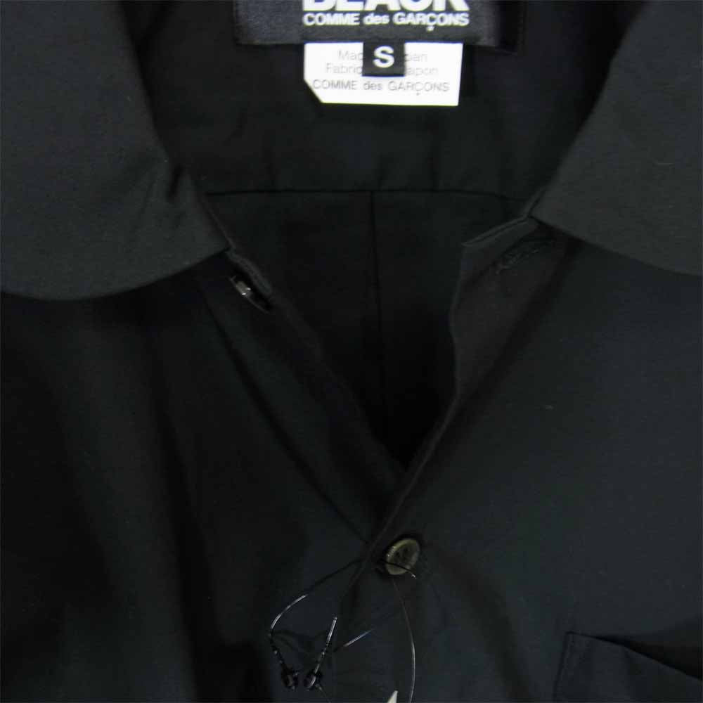 BLACK COMME des GARCONS ブラックコムデギャルソン 1B-B013 18AD 綿 ブロード 丸襟 袖 リボン シャツ ブラック系 S【新古品】【未使用】【中古】